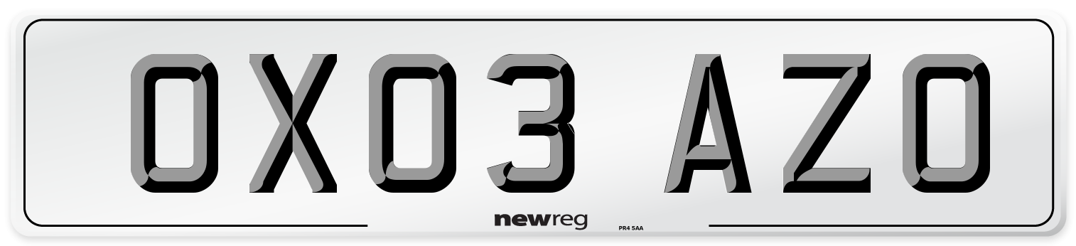 OX03 AZO Number Plate from New Reg